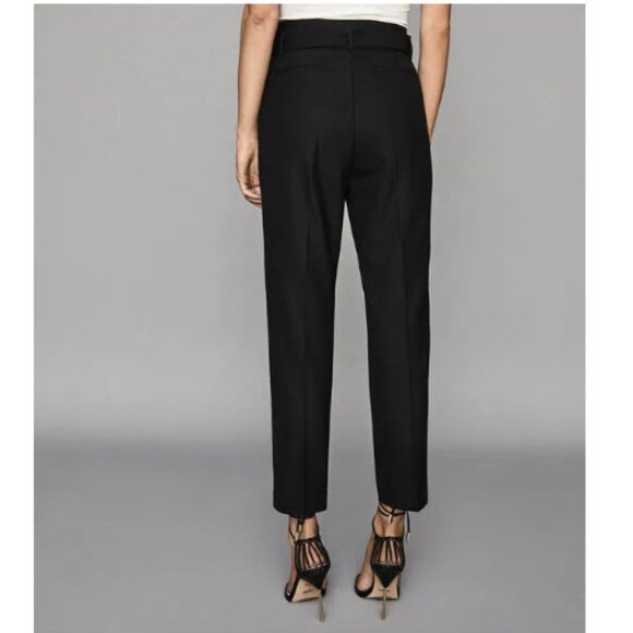 Reiss Blythe Wool Straight Leg Trousers Front Pleat Black Size 10 - Picture 3 of 16
